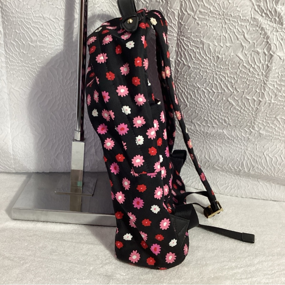 Michael Kors KELSEY Black with Pink Floral Large Nylon Backpack EUC - Picture 8 of 15